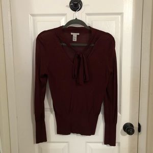 Long sleeves knit bow neck sweater